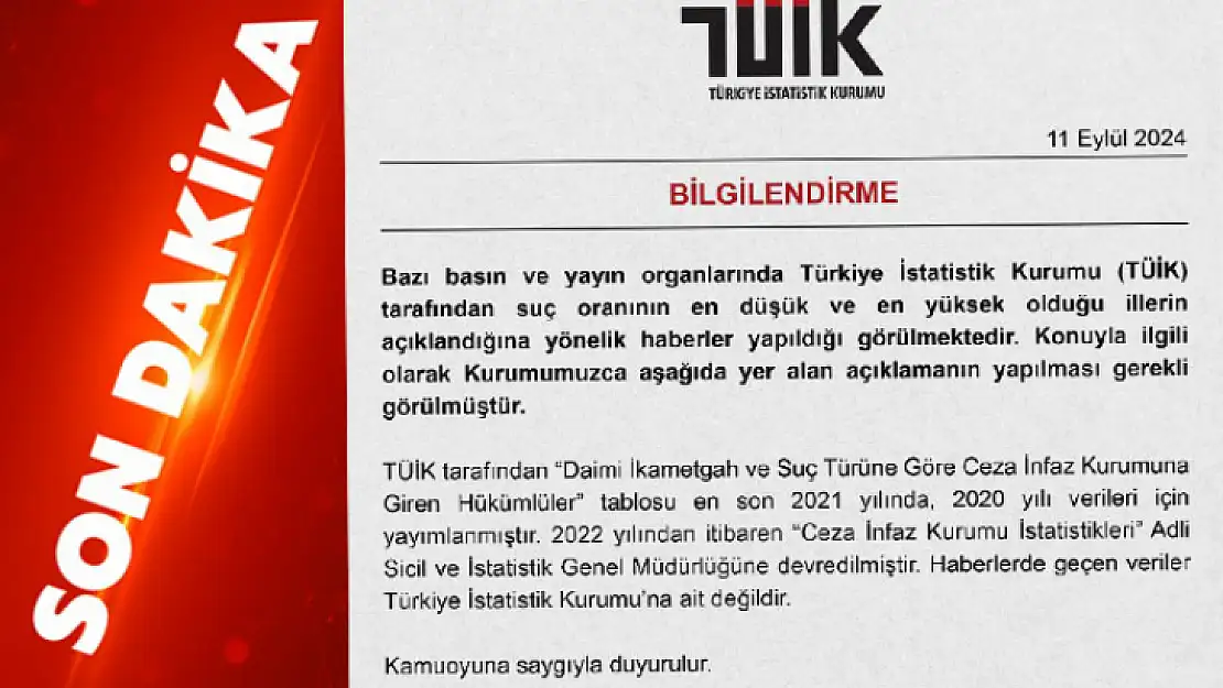 Yanlış Suç Verilerine TÜİK'ten Müdahale