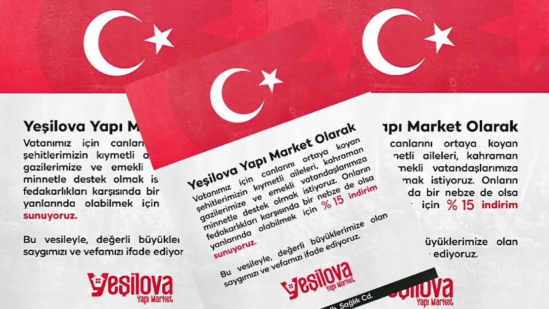 Yeşilova Yapı Market'ten Şehit Aileleri ve Gazilere Anlamlı Destek