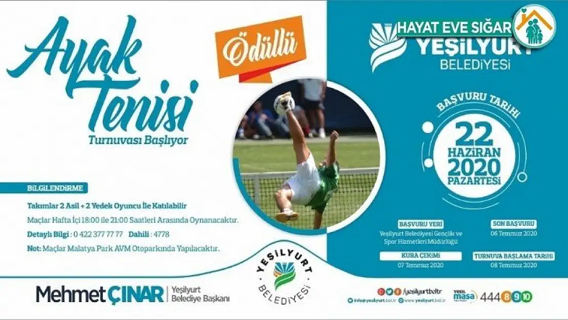 Yeşilyurt Belediyesi, ayak tenisi turnuvasıyla sporseverlerle buluşacak
