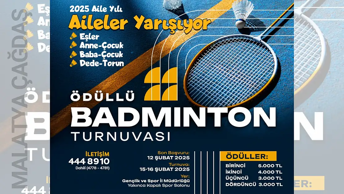 Yeşilyurt Belediyesi, Ödüllü 'Aileler Arası Badminton Turnuvası' Düzenliyor