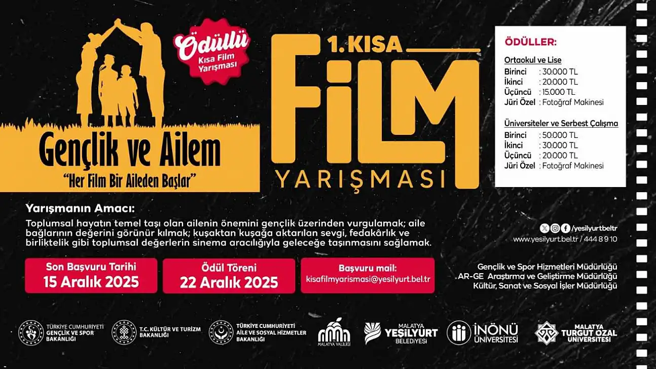 Malatya'da 1. Kısa Film Festivali'nde son başvuru 15 Aralık