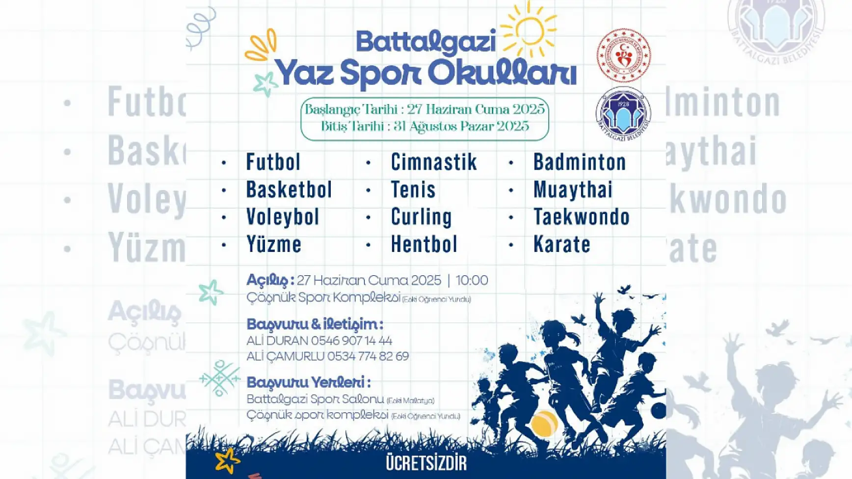 Battalgazi’de Yaz Spor Okulları Başlıyor