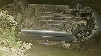 Otomobil Su Kanalına Düştü: 1 Yaralı