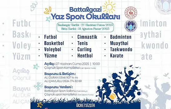 Battalgazi'de Yaz Spor Okulları Başlıyor