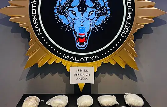 Malatya'da 13 kilo 558 gram uyuşturucu ele geçirildi