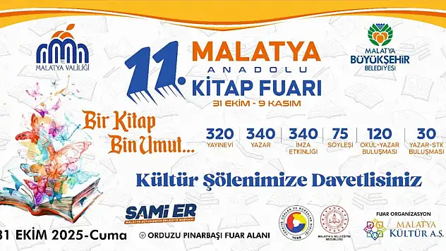 11. Malatya Anadolu Kitap ve Kültür Fuarı Kapılarını Açıyor