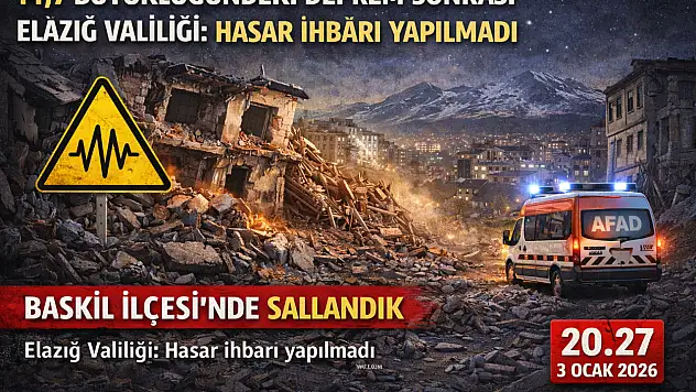 Elazığ Valiliği: 'Herhangi bir hasar ihbarı yapılmamıştır'