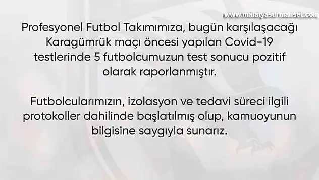 Gaziantep FK'da 5 pozitif vaka