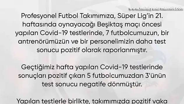 Gaziantep FK'da 7 futbolcunun test sonucu pozitif çıktı
