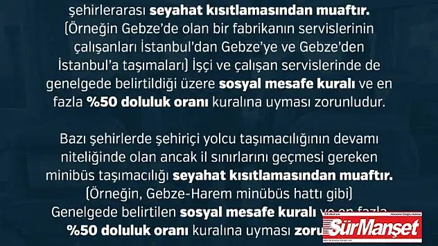 İçişleri Bakanlığından yolcu taşımacılığına ilişkin ek genelge