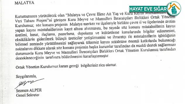Kayısı rekoltesi tartışmalarına Kayısı Derneği de katıldı