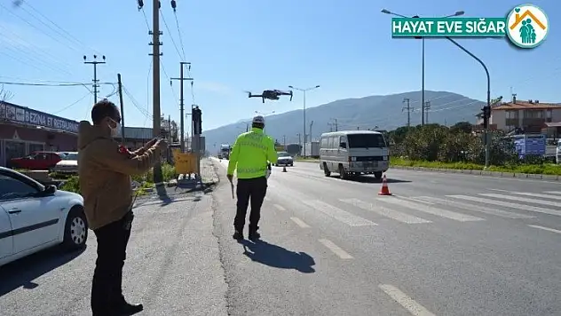 Söke'de drone ile trafik denetimi
