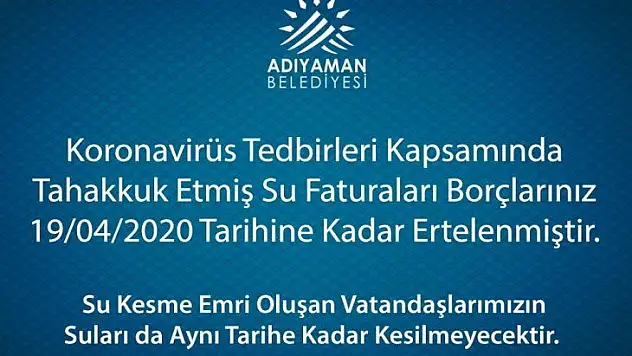Su borçları ertelendi