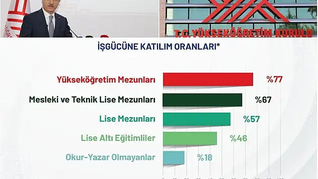 Yükseköğretim mezunları işgücüne katılımda ilk sırada