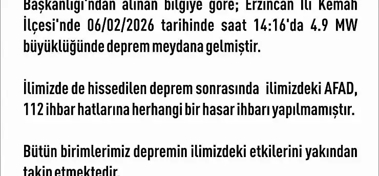 Elazığ Valiliği'nden deprem açıklaması