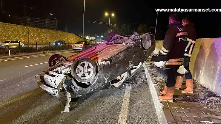 50 metre taklalar atarak sürüklenen araçta burnu bile kanamadı