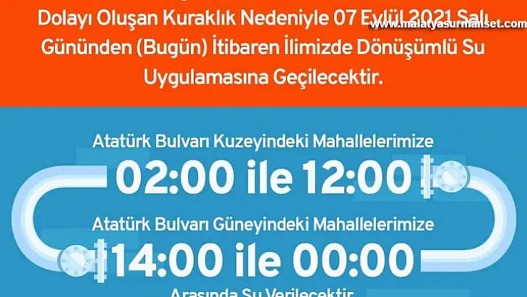 Adıyaman'da dönüşümlü su uygulamasına geçilecek