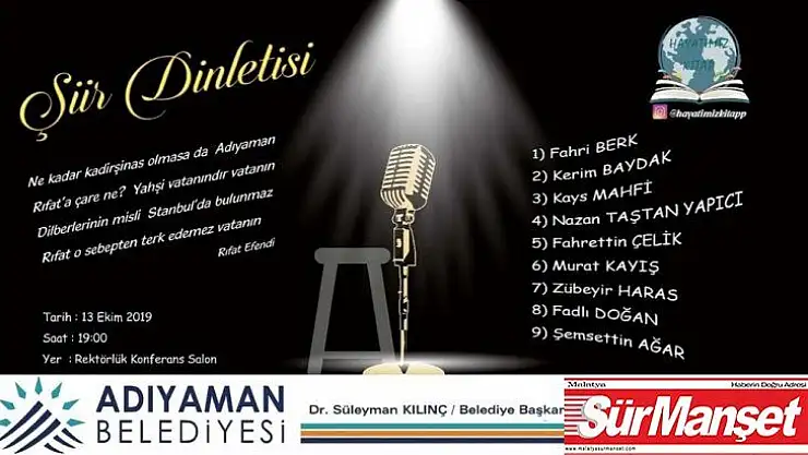Adıyamanlı şairler sanatseverlerle buluşuyor