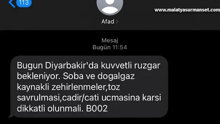 AFAD'dan Diyarbakır için kuvvetli rüzgar uyarısı
