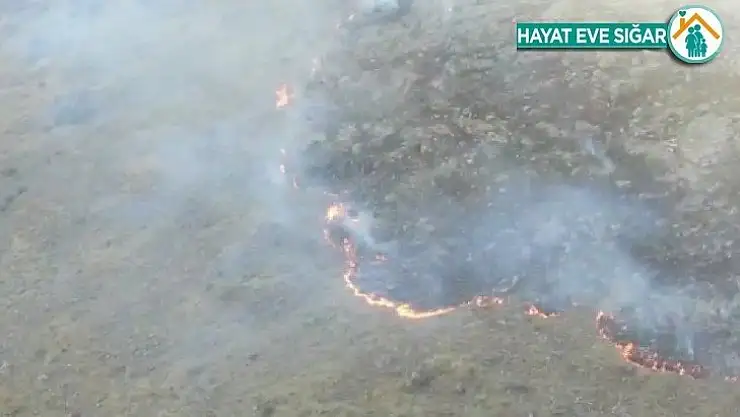 Arazi yangınına İHA ile müdahale