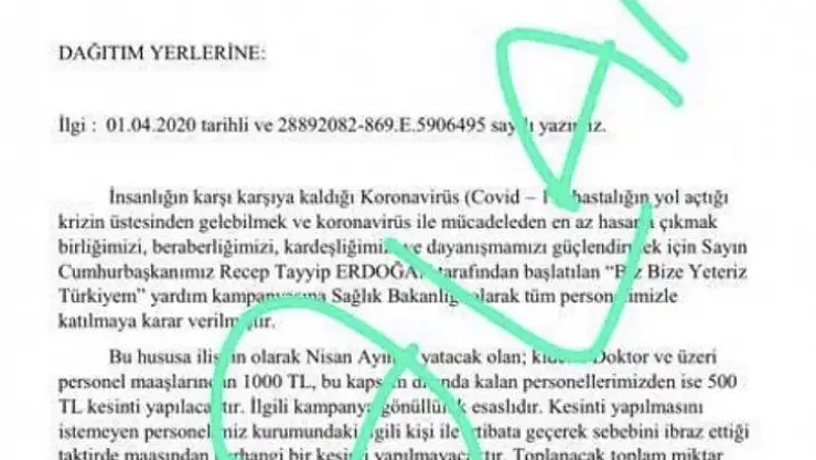 Bakanlık sağlık çalışanlarının maaşından kesinti yapılacağı iddialarını yalanladı