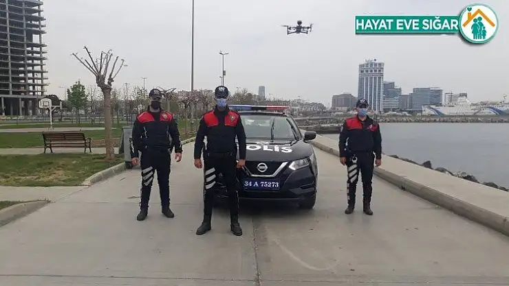 Bakırköy sahilde dronelu kısıtlama denetimi