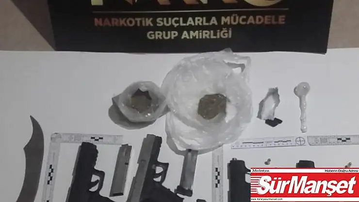 Baskında 70 gram uyuşturucu ve 4 adet tabanca ele geçirildi