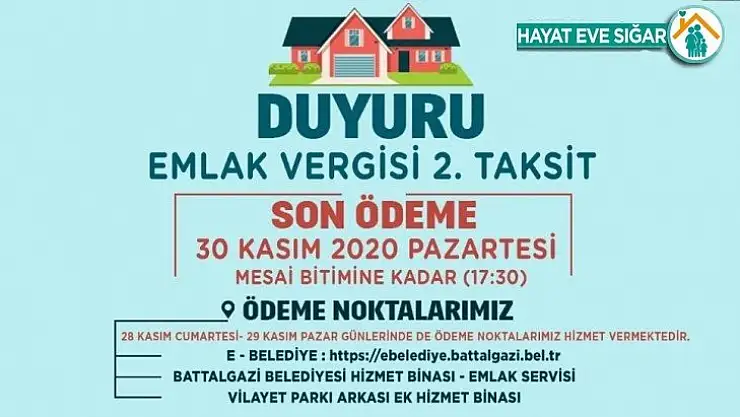Battalgazi Belediyesi'nden vergi uyarısı