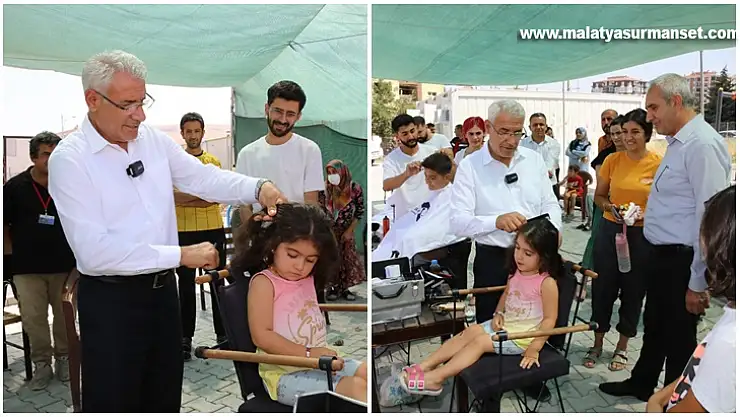 Battalgazi'de depremzede çocuklara ücretsiz saç bakım hizmeti