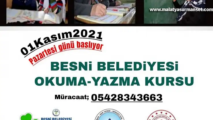 Besni Belediyesi yetişkinlere okuma yazma kursu açtı