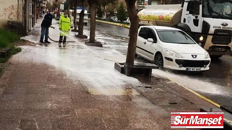Bismil'de sokaklar dezenfekte ediliyor