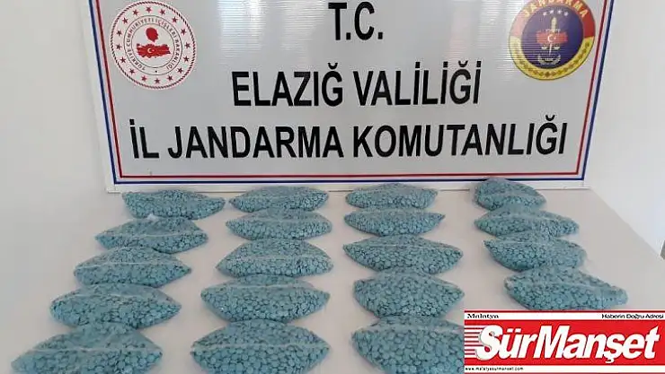 Elazığ'da 20 bin adet uyuşturucu hap ele geçirildi