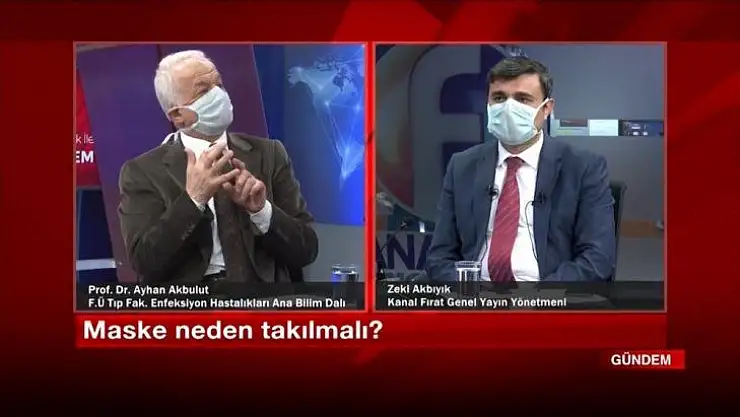 Elazığ'da televizyon programını maske takıp yaptılar