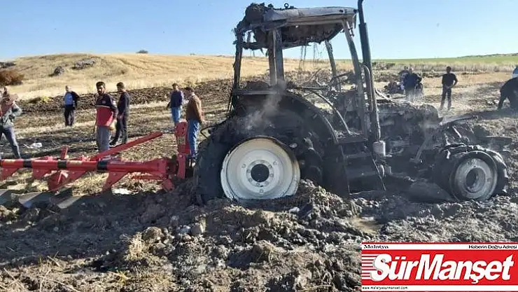 Elazığ'da yanan traktör kullanılamaz hale geldi