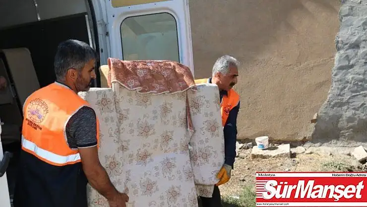 Eşyasız evde yaşayan aileye, belediyeden destek