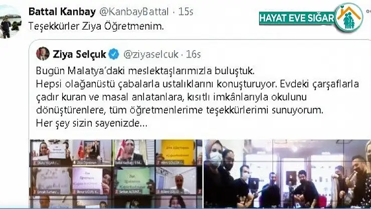 Evdeki imkanları okula dönüştürenlere teşekkür