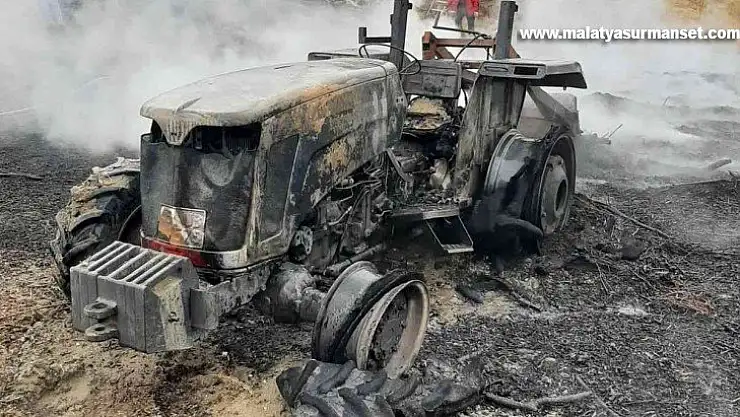 Evinin önünde ateş yakmak isterken traktörünü yaktı