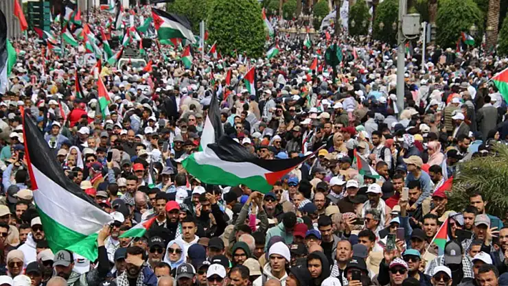 Fas'ta Gazze ablukasına karşı dayanışma eylemi