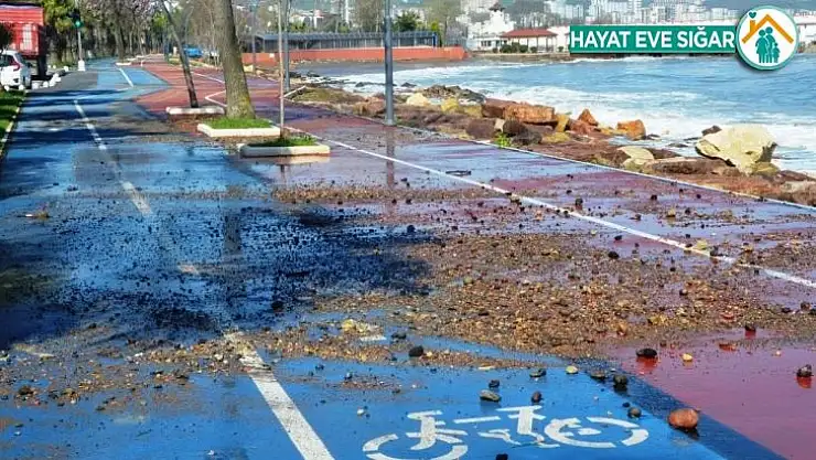 Fatsa'da dev dalgalar kara yoluna ulaştı