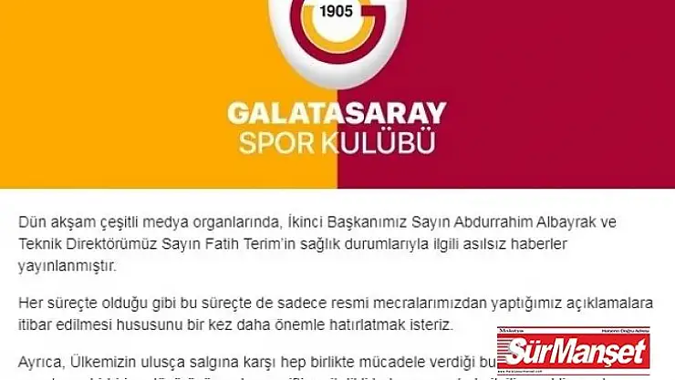 Galatasaray'dan koronavirüs açıklaması: 