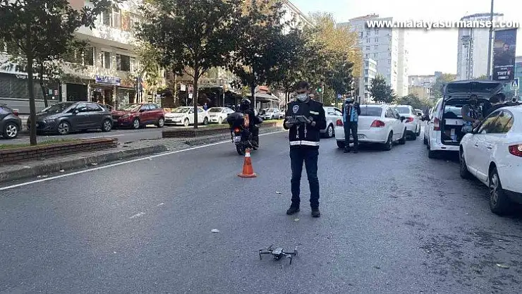 Gayrettepe'de drone destekli yaya geçidi denetimi