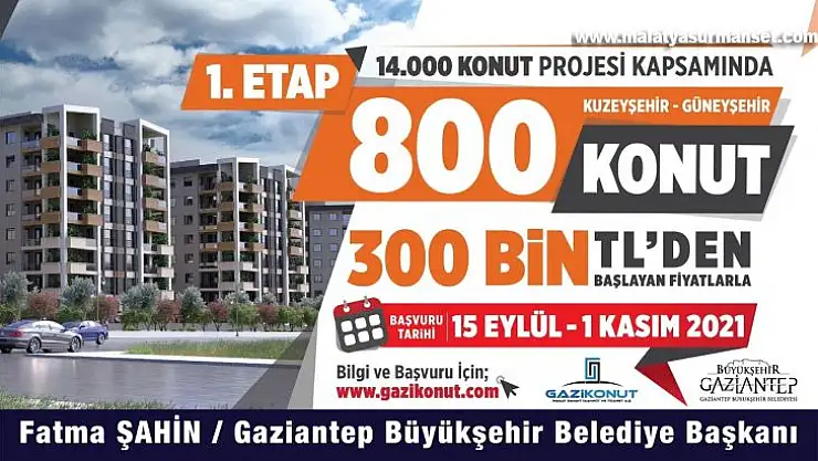 Gaziantep'te 14 bin konut için ön talep toplanmaya başladı
