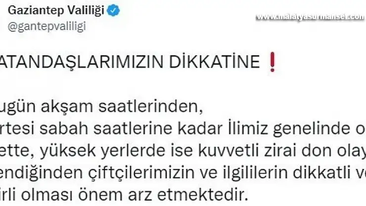 Gaziantep'te don ve rüzgar uyarısı