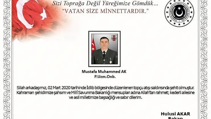 İdlib'de 1 asker şehit oldu, 1 asker yaralandı