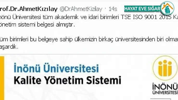 İnönü Üniversitesi kalitede Türkiye'de birkaç üniversiteden biri oldu