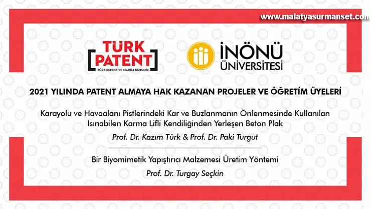 İnönü Üniversitesi'nde 2 proje patent aldı