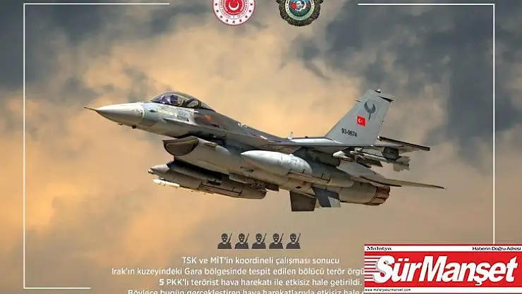 Irak'ın kuzeyinde 5 PKK'lı terörist etkisiz hale getirildi
