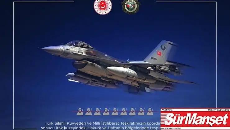 Irak'ın kuzeyine hava harekatında 9 PKK'lı etkisiz hale getirildi
