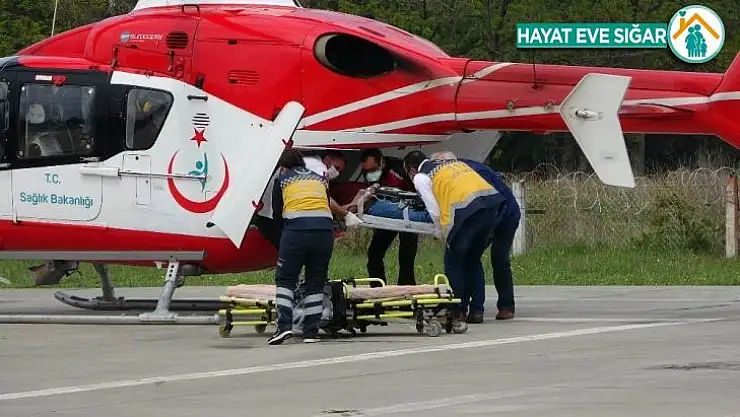 Kalbi duran hastanın yardımına ambulans helikopter yetişti