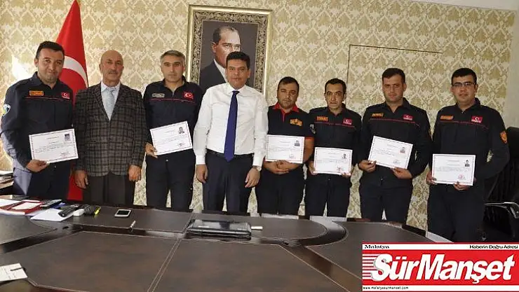 Kaymakam Şahin'den itfaiye erlerine teşekkür belgesi